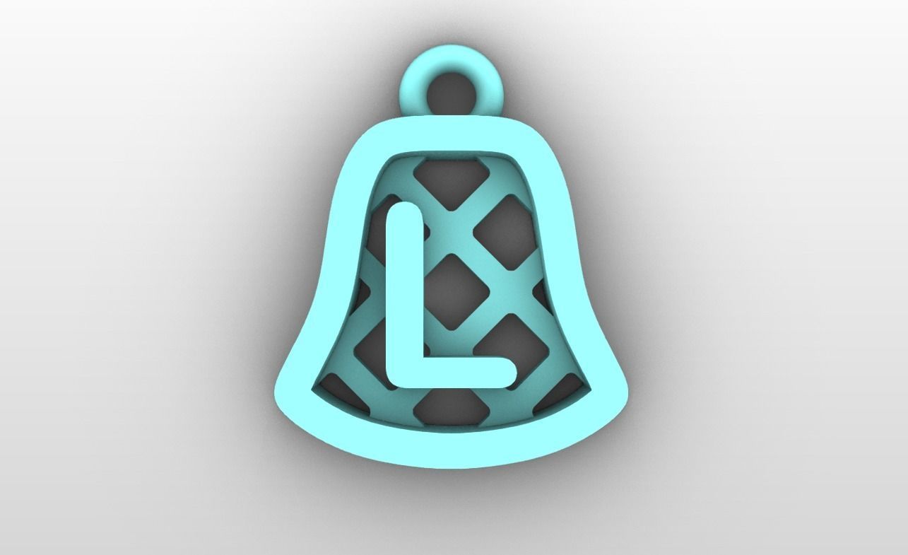 Initial letter charms - alphabet A-Z - bell shape 3D print model_13