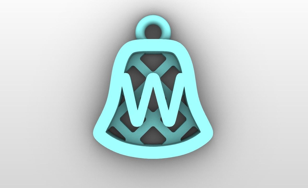 Initial letter charms - alphabet A-Z - bell shape 3D print model_24