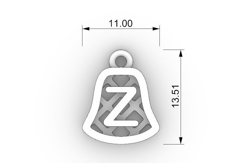 Initial letter charms - alphabet A-Z - bell shape 3D print model_30