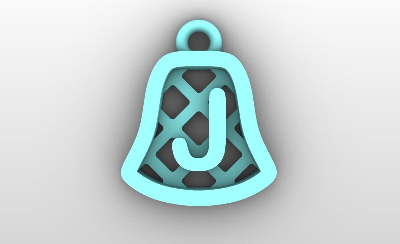 Initial letter charms - alphabet A-Z - bell shape 3D print model_11