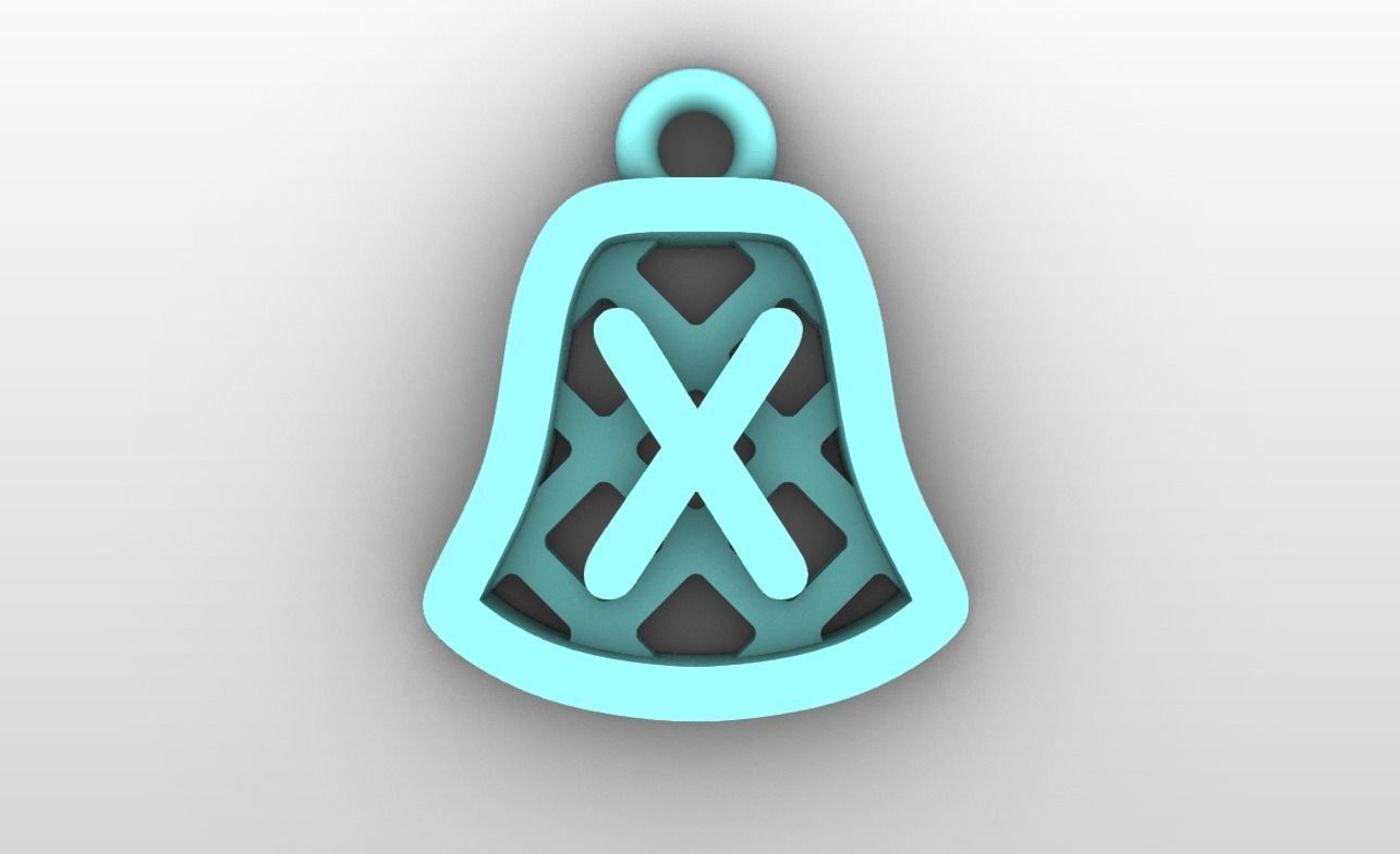 Initial letter charms - alphabet A-Z - bell shape 3D print model_25