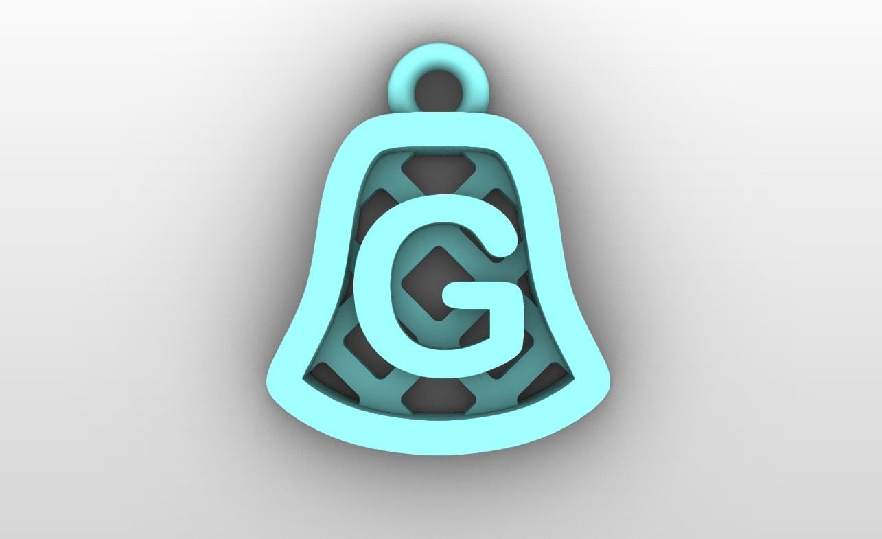 Initial letter charms - alphabet A-Z - bell shape 3D print model_8