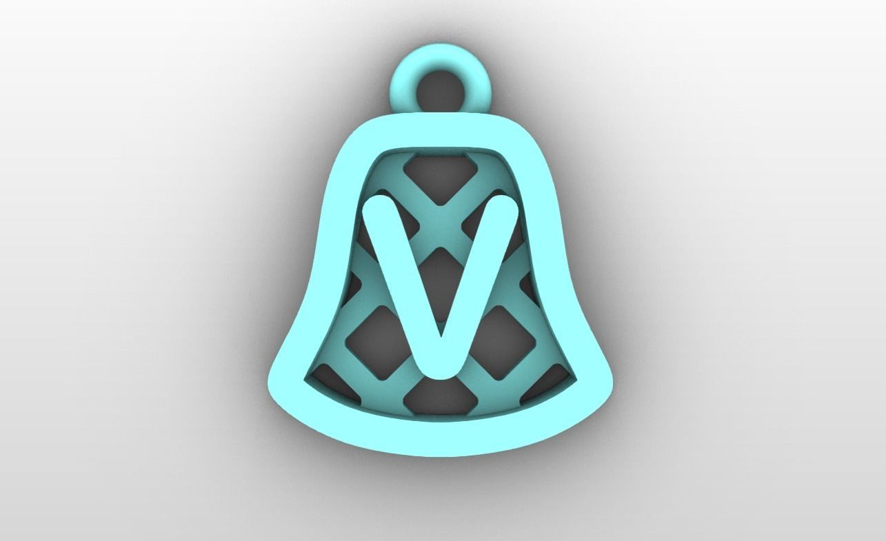 Initial letter charms - alphabet A-Z - bell shape 3D print model_23