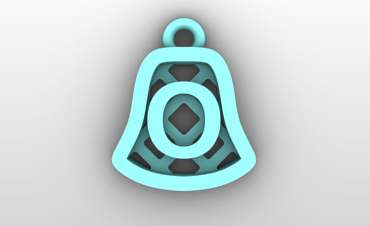 Initial letter charms - alphabet A-Z - bell shape 3D print model_16