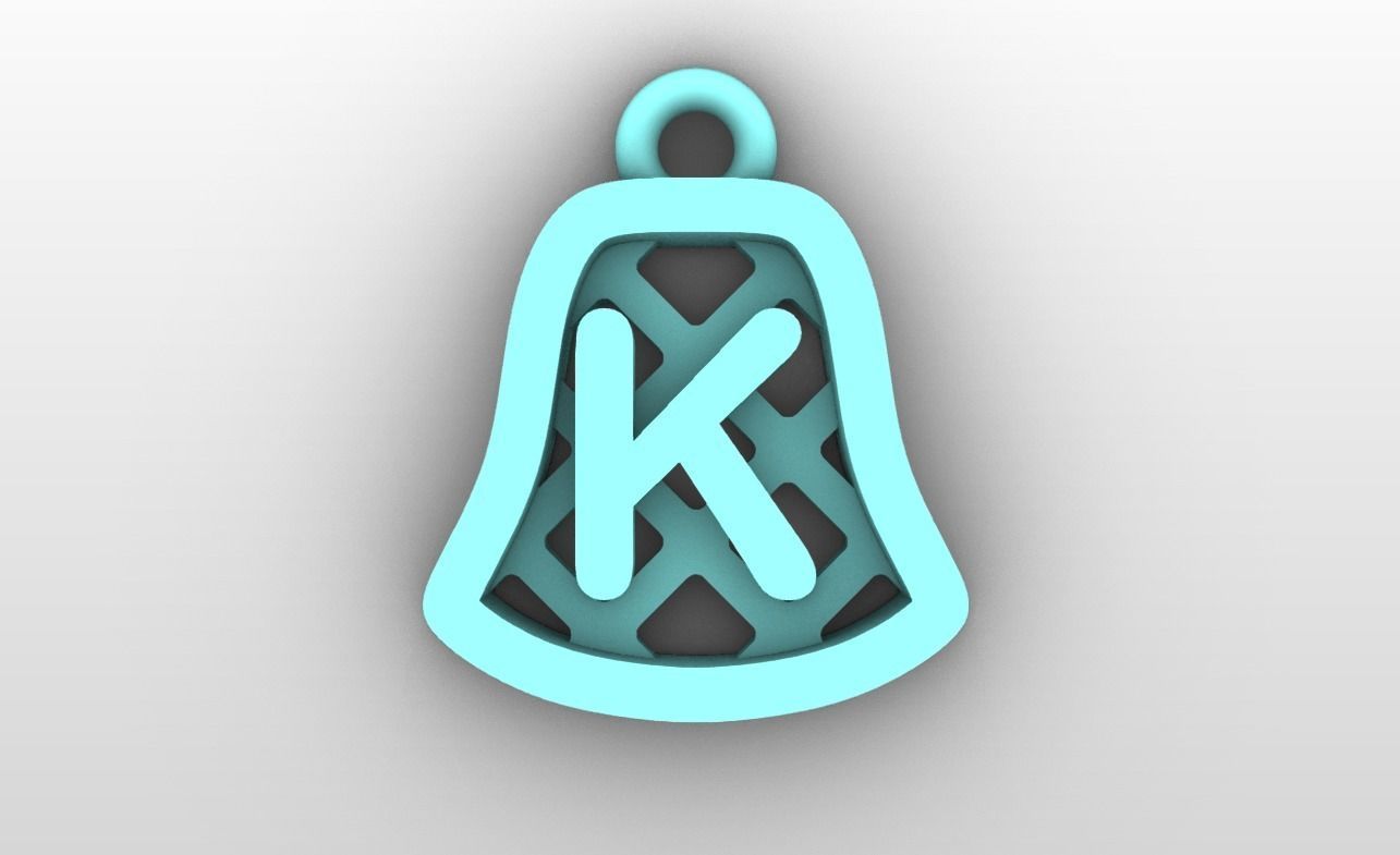 Initial letter charms - alphabet A-Z - bell shape 3D print model_12