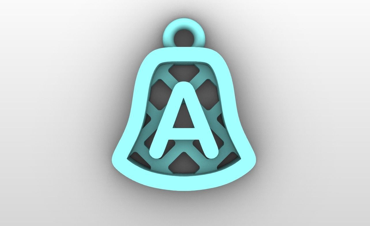 Initial letter charms - alphabet A-Z - bell shape 3D print model_2