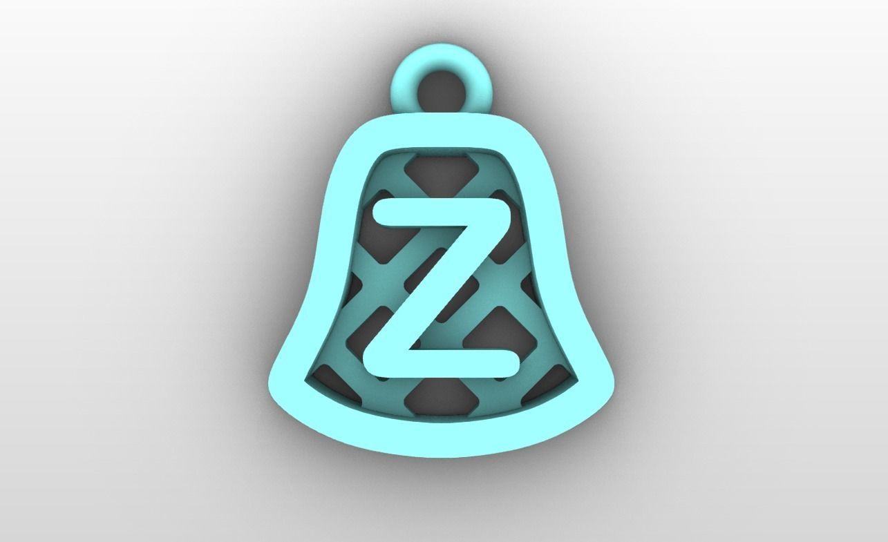 Initial letter charms - alphabet A-Z - bell shape 3D print model_27