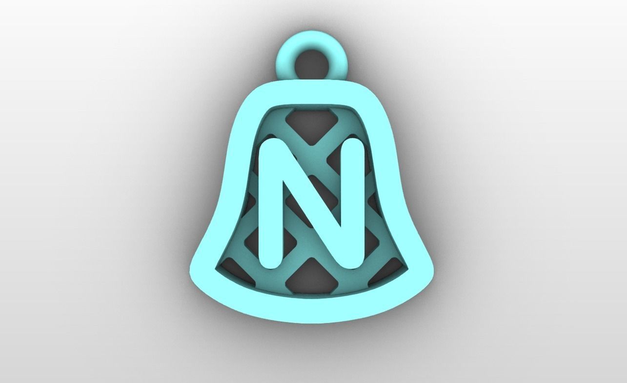 Initial letter charms - alphabet A-Z - bell shape 3D print model_15