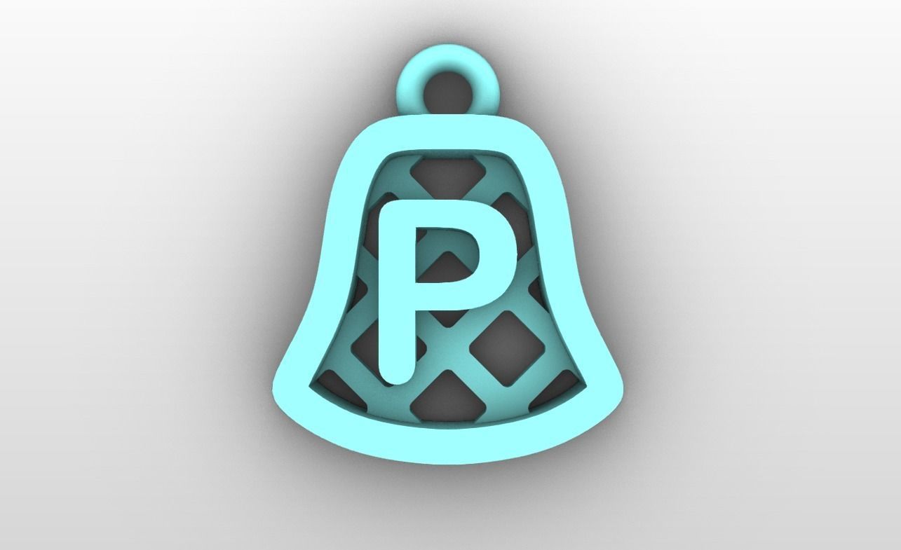 Initial letter charms - alphabet A-Z - bell shape 3D print model_17