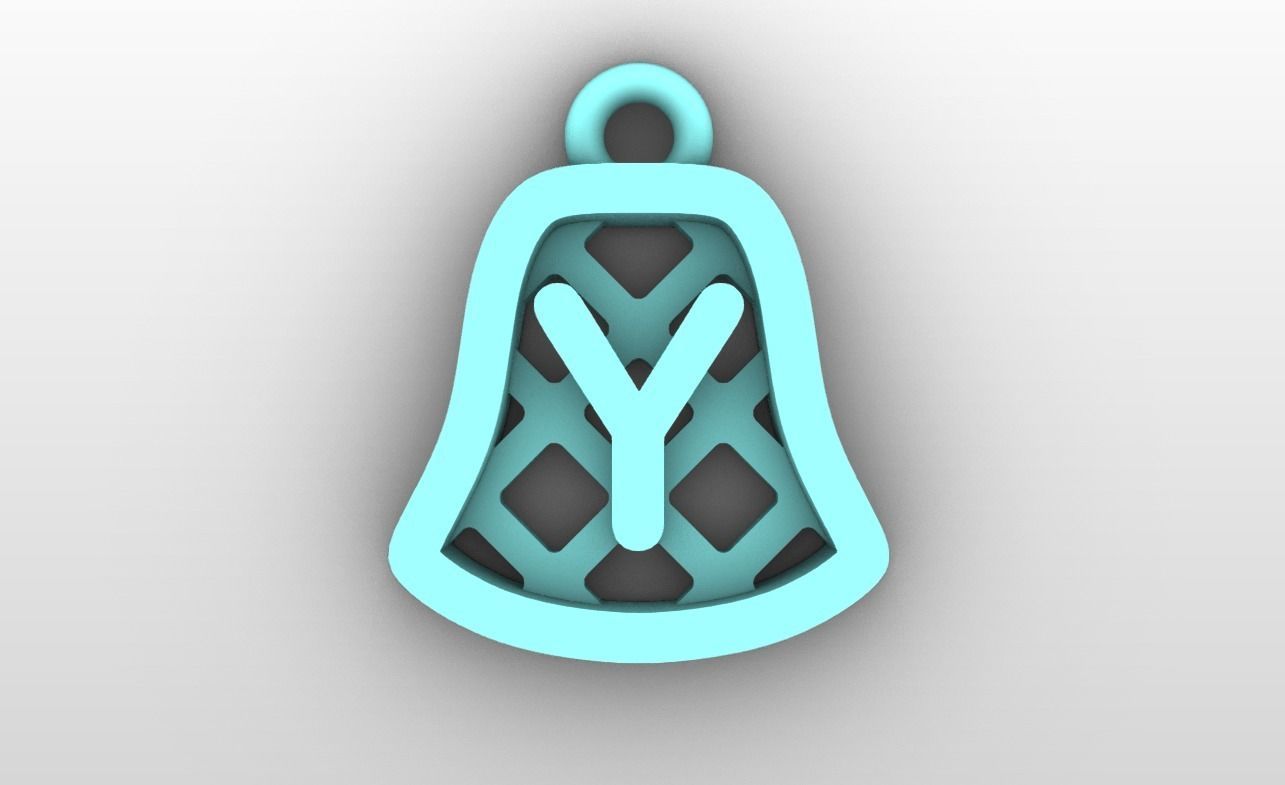 Initial letter charms - alphabet A-Z - bell shape 3D print model_26