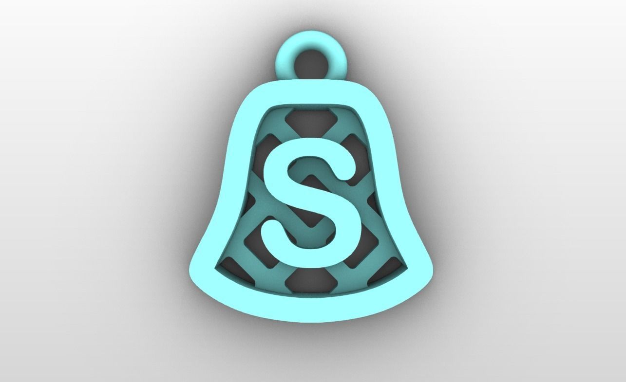 Initial letter charms - alphabet A-Z - bell shape 3D print model_20