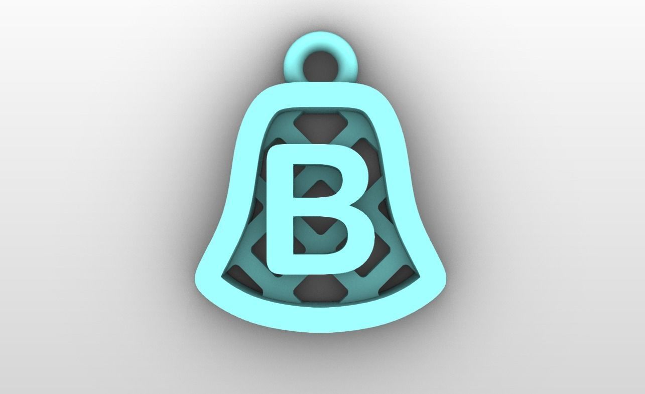 Initial letter charms - alphabet A-Z - bell shape 3D print model_3