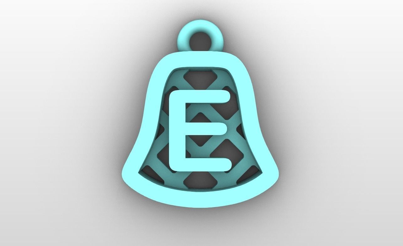 Initial letter charms - alphabet A-Z - bell shape 3D print model_6