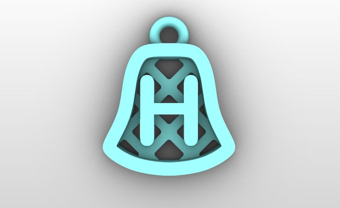 Initial letter charms - alphabet A-Z - bell shape 3D print model_9