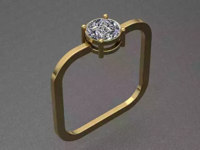 Square Shaped Diamond Ring 3D print model