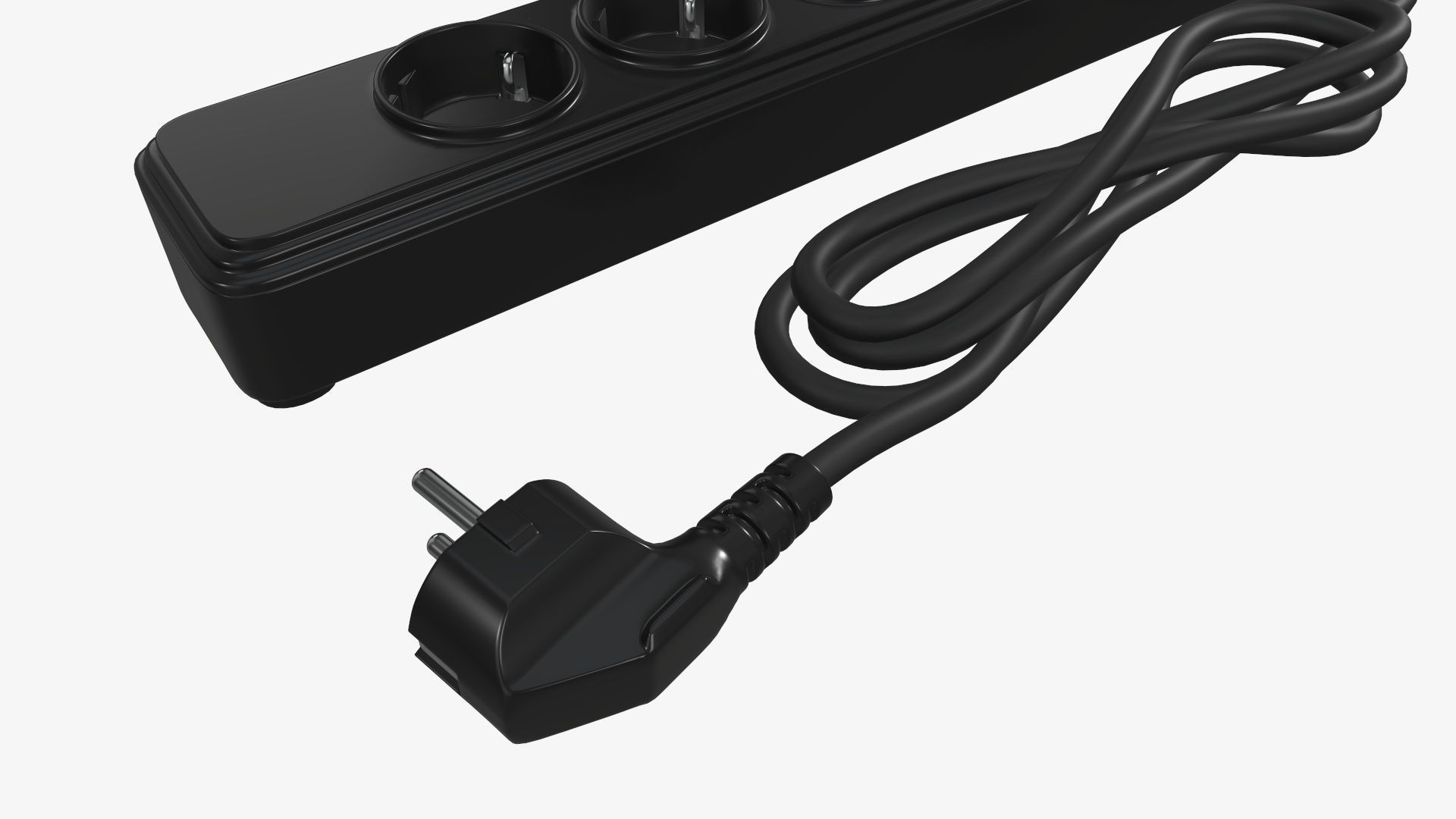 Power strip with USB ports EU black 3D model_3