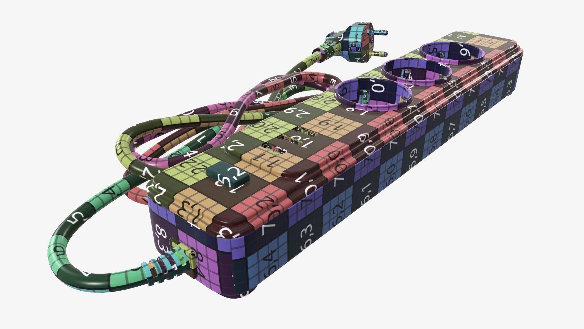 Power strip with USB ports EU black 3D model_15