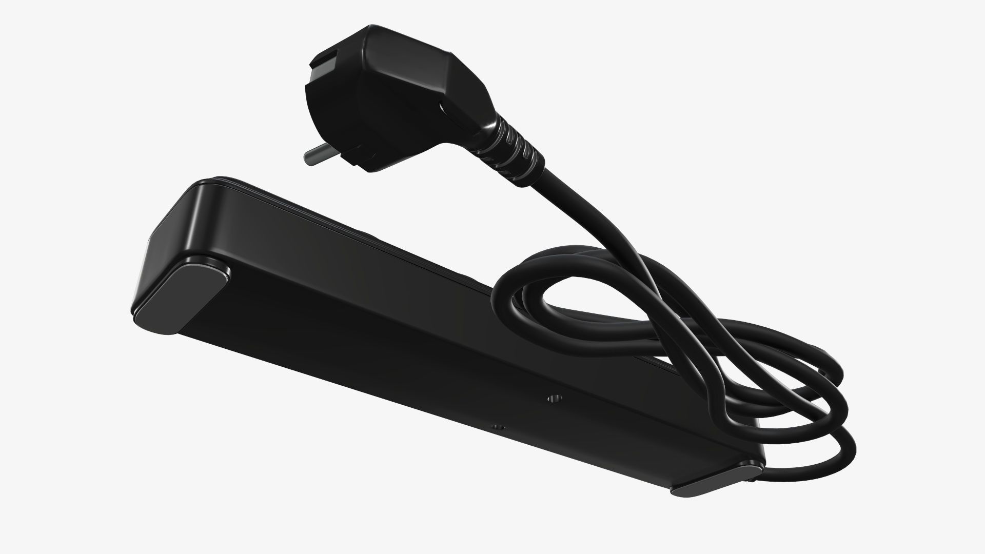 Power strip with USB ports EU black 3D model_4