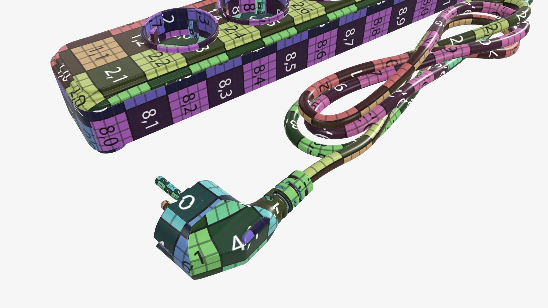 Power strip with USB ports EU black 3D model_13