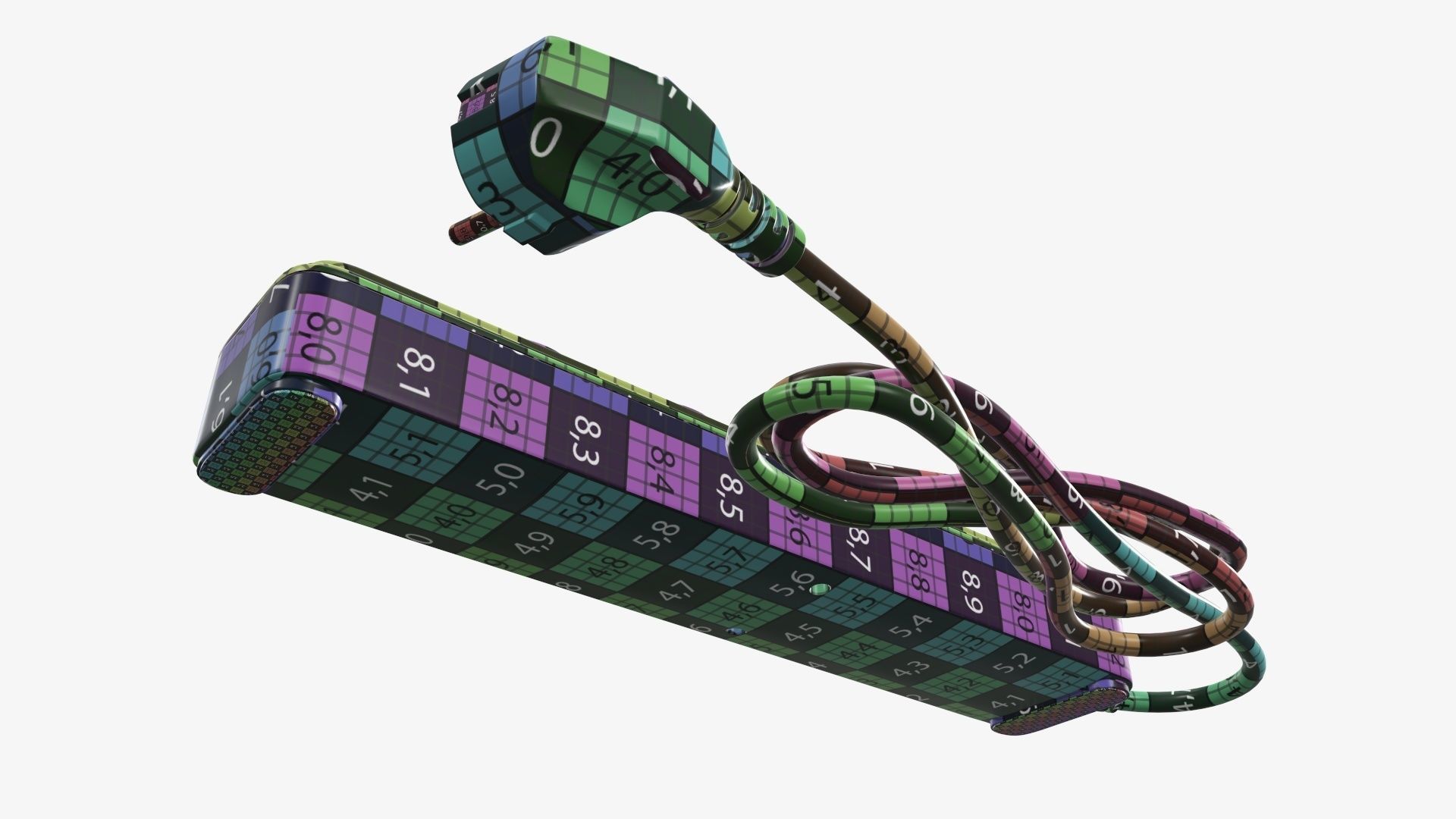 Power strip with USB ports EU black 3D model_14