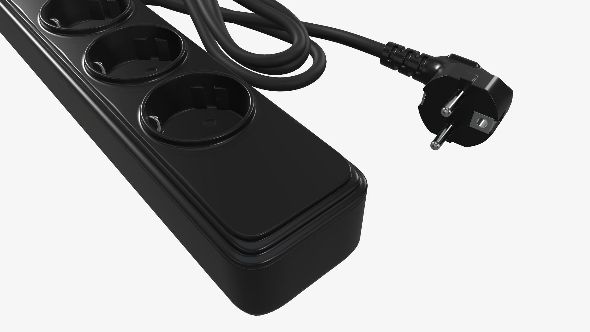 Power strip with USB ports EU black 3D model_2