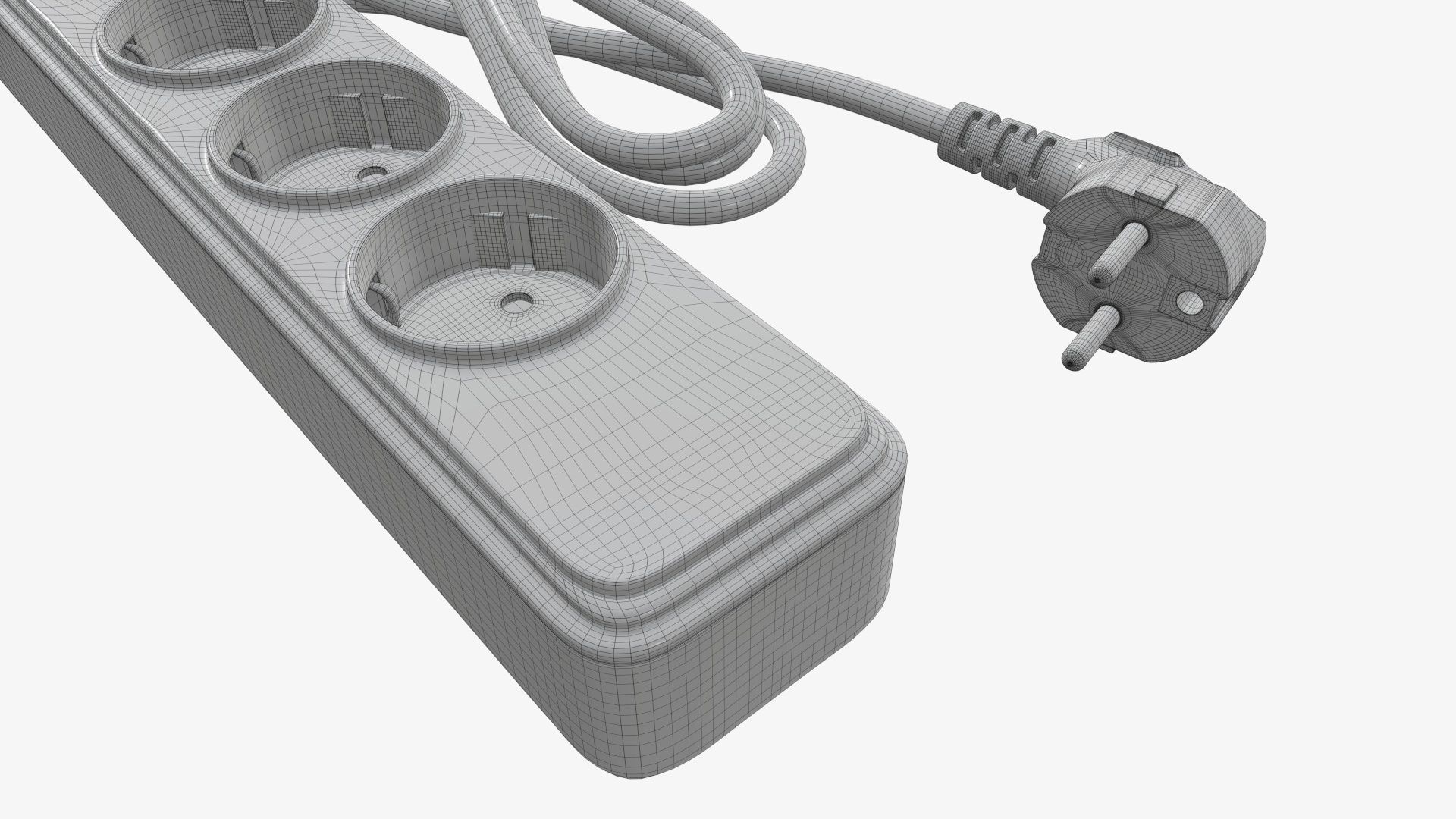 Power strip with USB ports EU black 3D model_7
