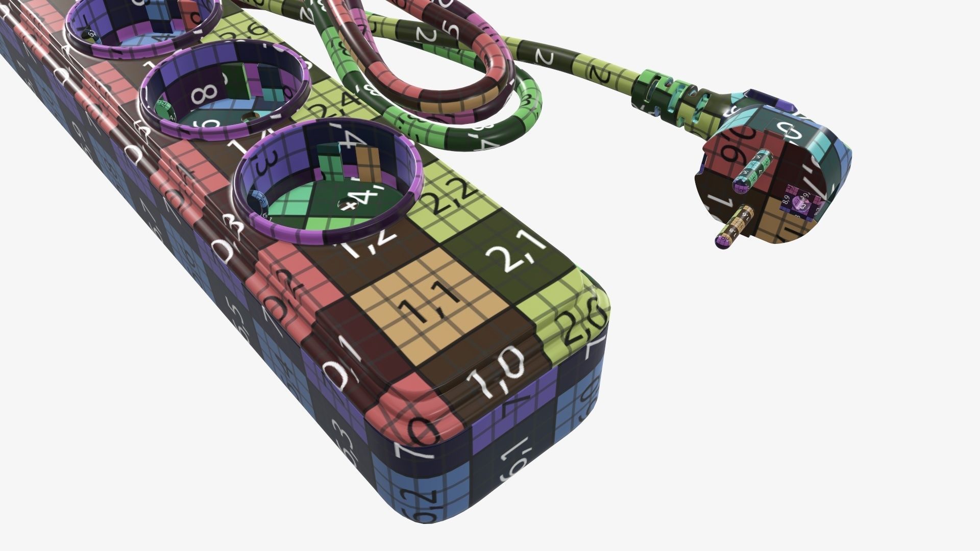 Power strip with USB ports EU black 3D model_12