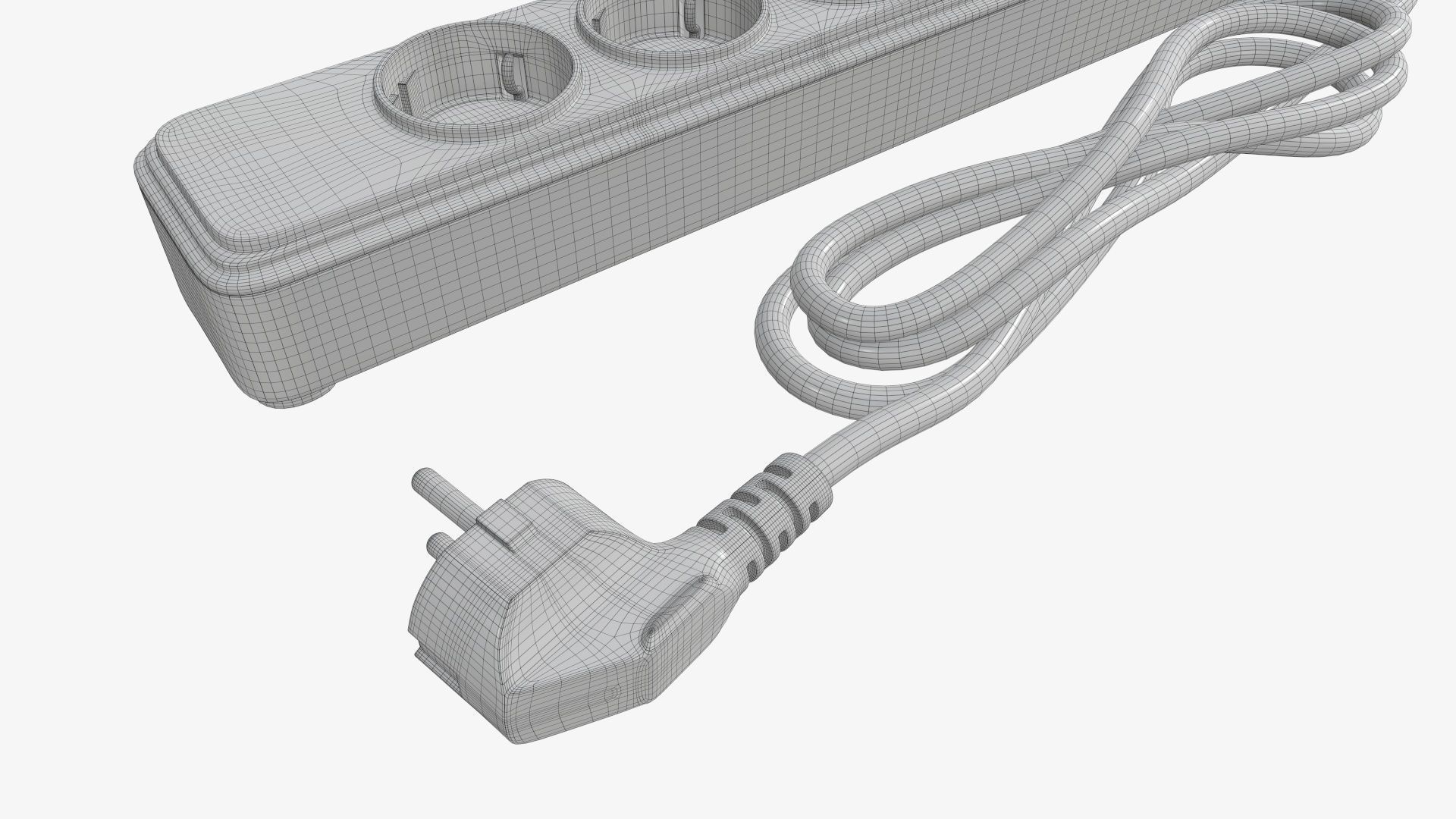 Power strip with USB ports EU black 3D model_8