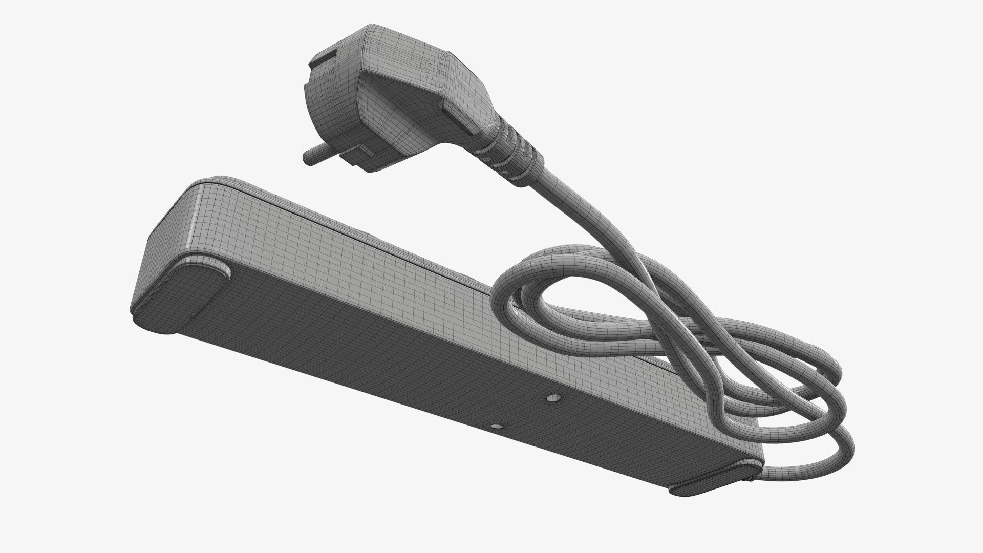 Power strip with USB ports EU white 3D model_9