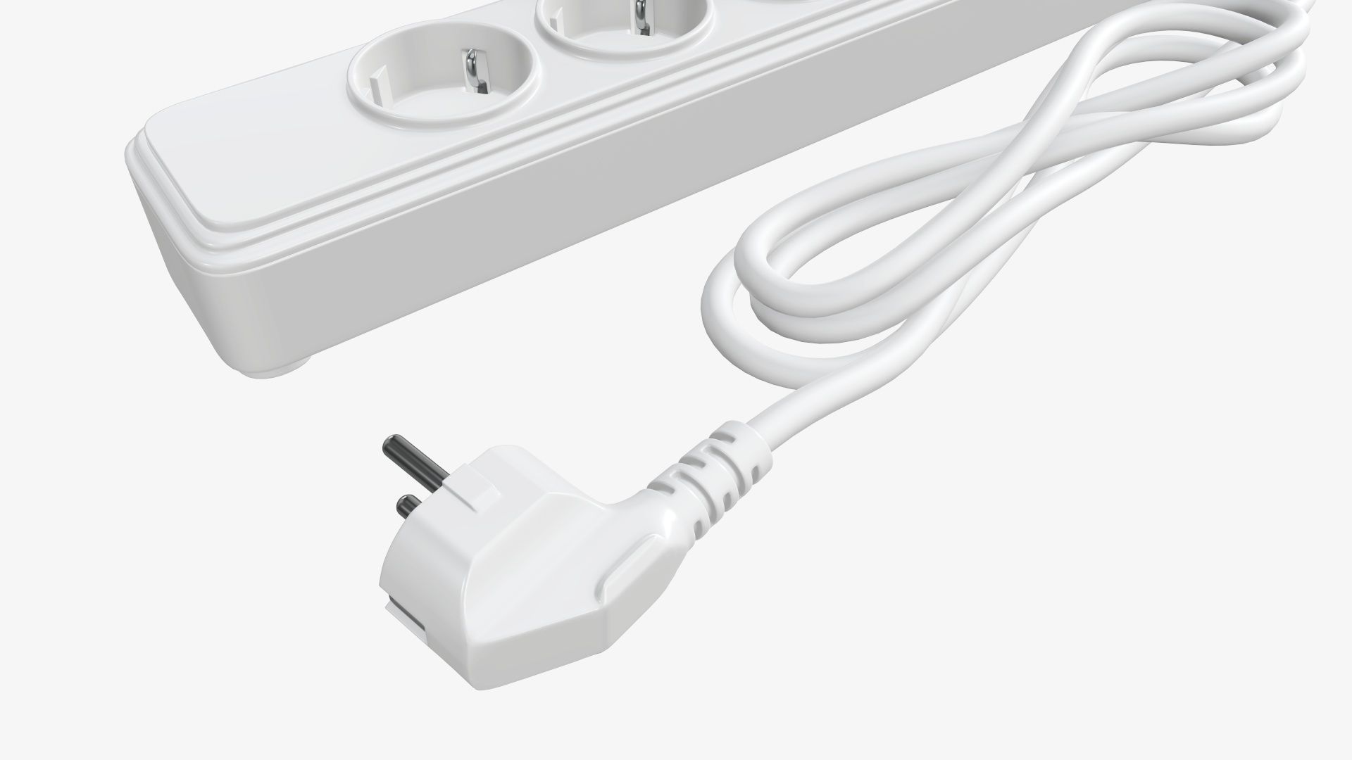 Power strip with USB ports EU white 3D model_3