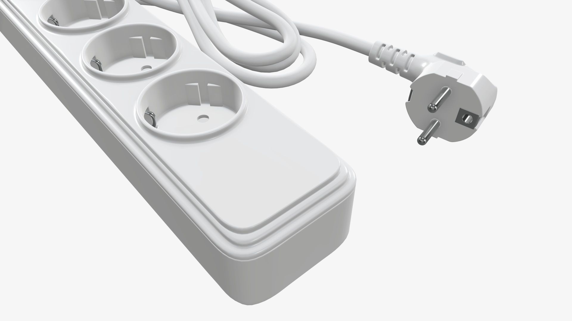 Power strip with USB ports EU white 3D model_2