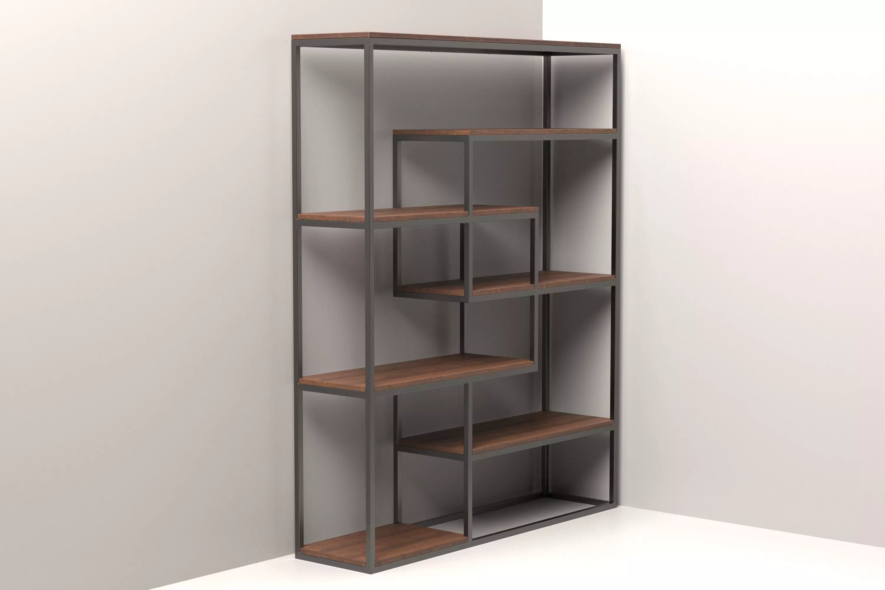 Bookshelf 3D bookcase with shelves on wall 3D model_0