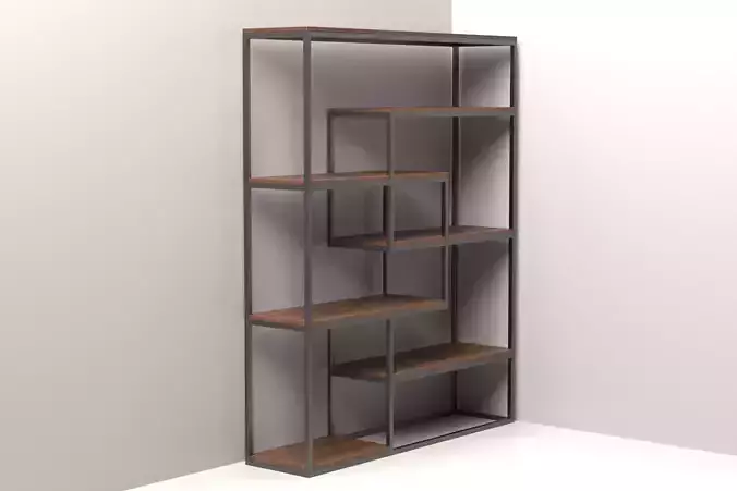 Bookshelf 3D bookcase with shelves on wall 3D model