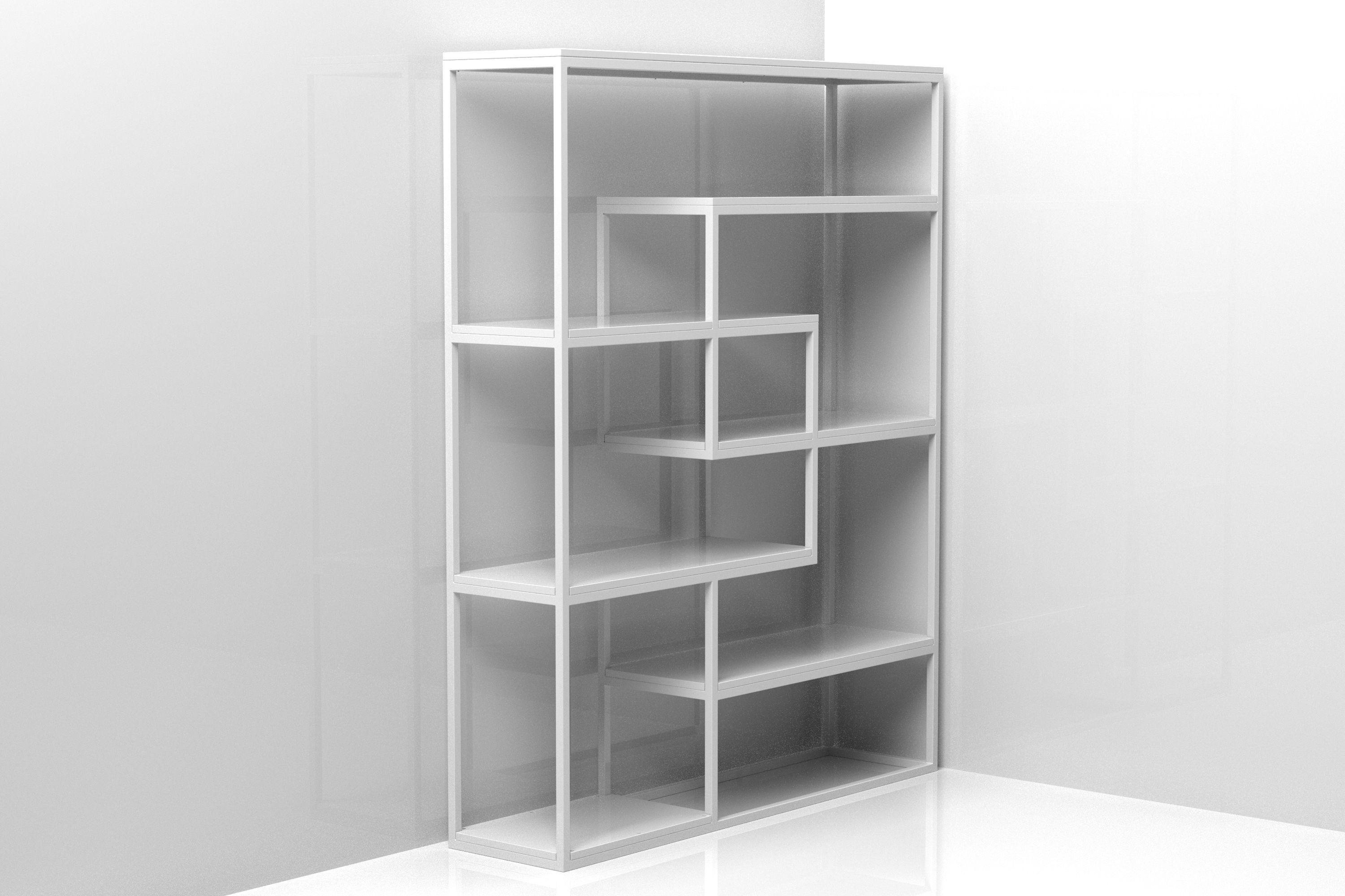 Bookshelf 3D bookcase with shelves on wall 3D model_1