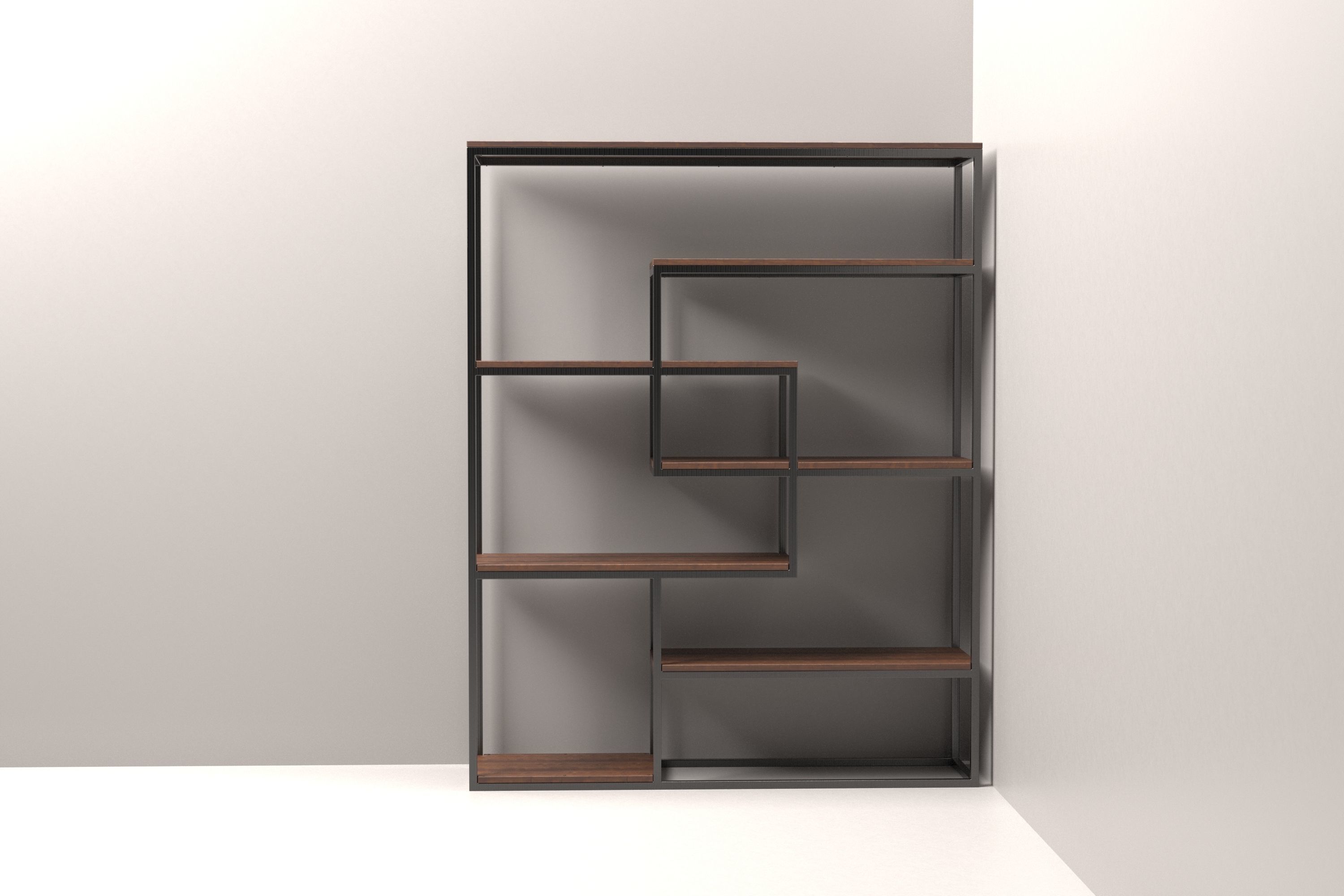 Bookshelf 3D bookcase with shelves on wall 3D model_2