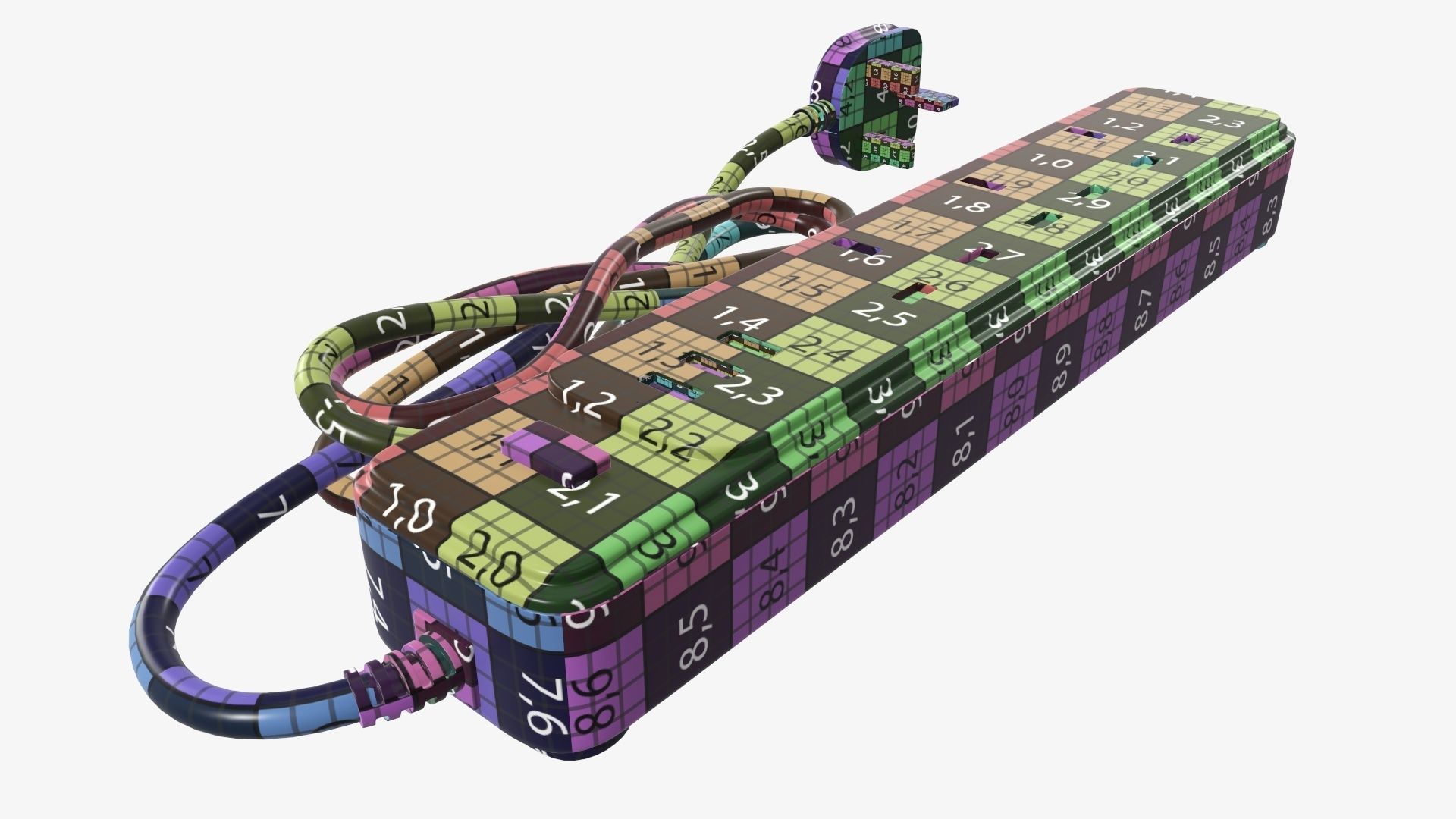 Power strip with USB ports UK white 3D model_15