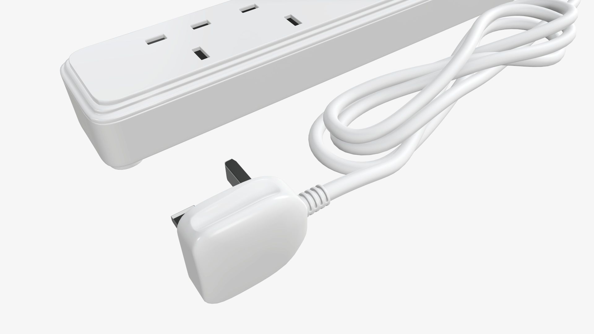 Power strip with USB ports UK white 3D model_3