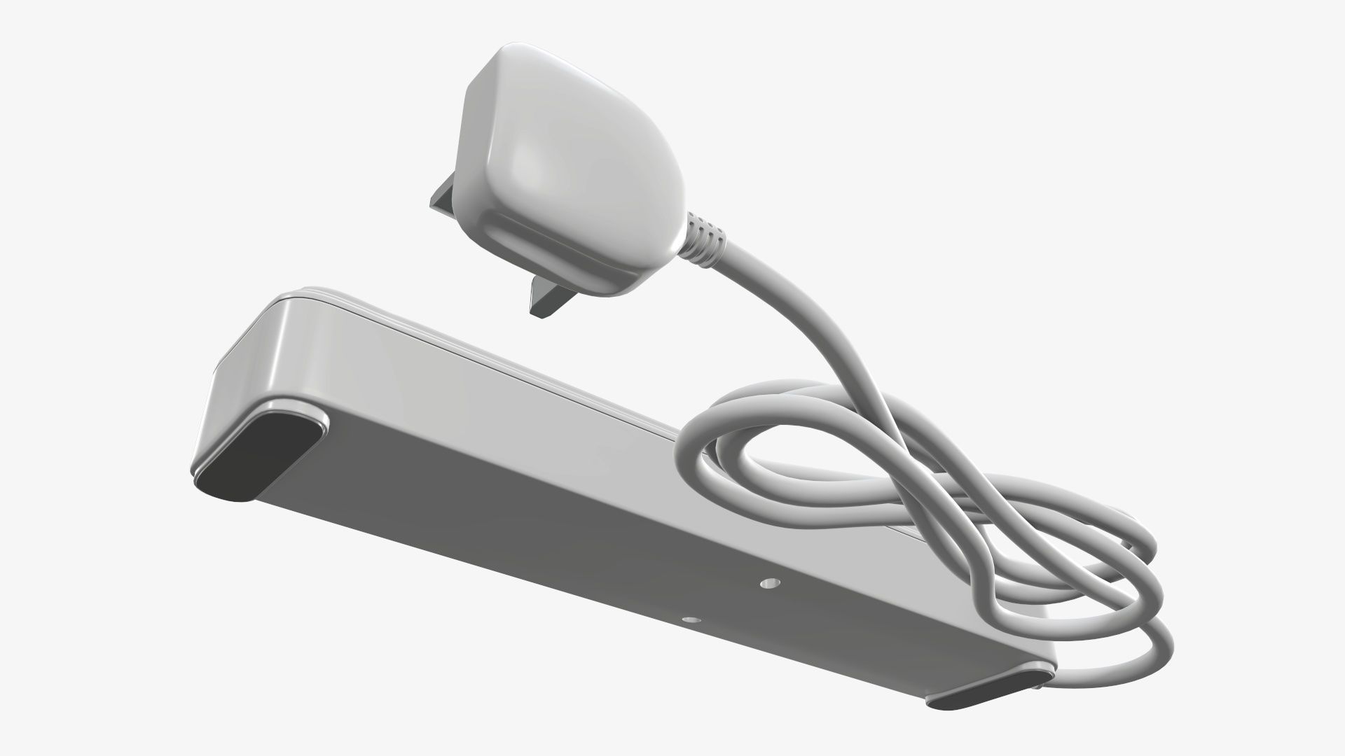 Power strip with USB ports UK white 3D model_4