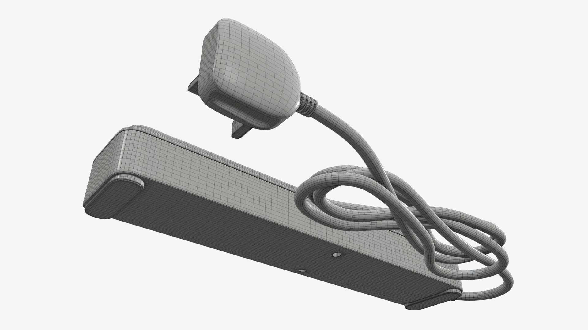 Power strip with USB ports UK white 3D model_9