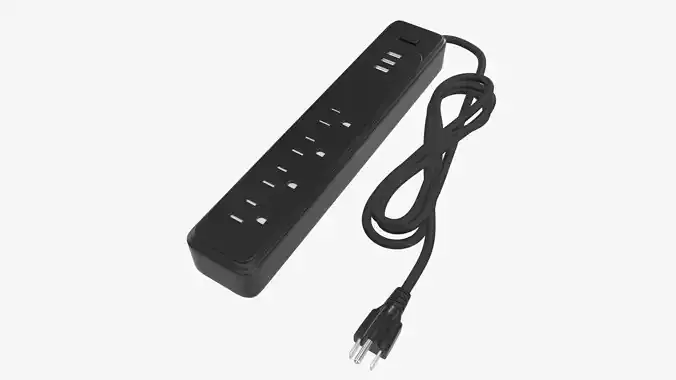 Power strip with USB ports US black