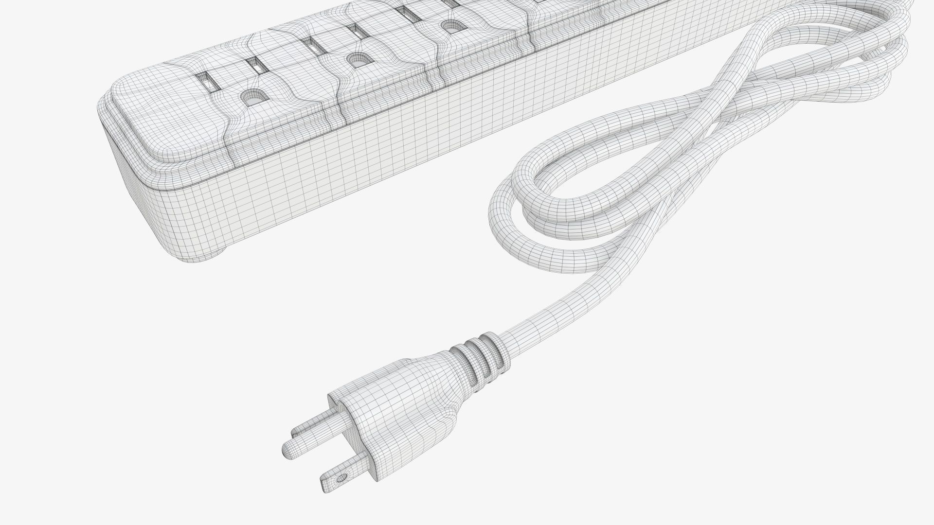 Power strip with USB ports US white 3D model_8