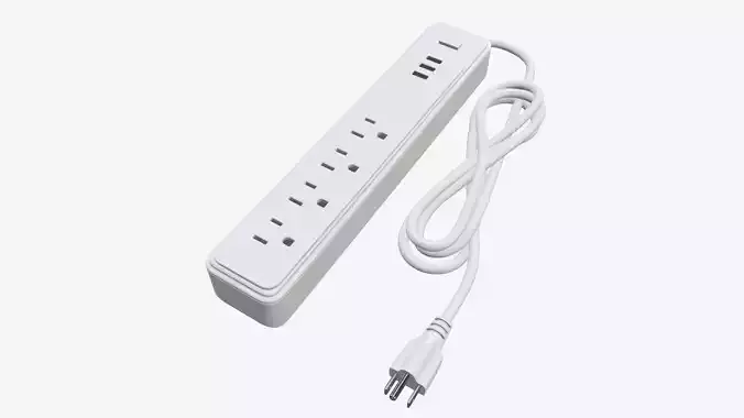 Power strip with USB ports US white