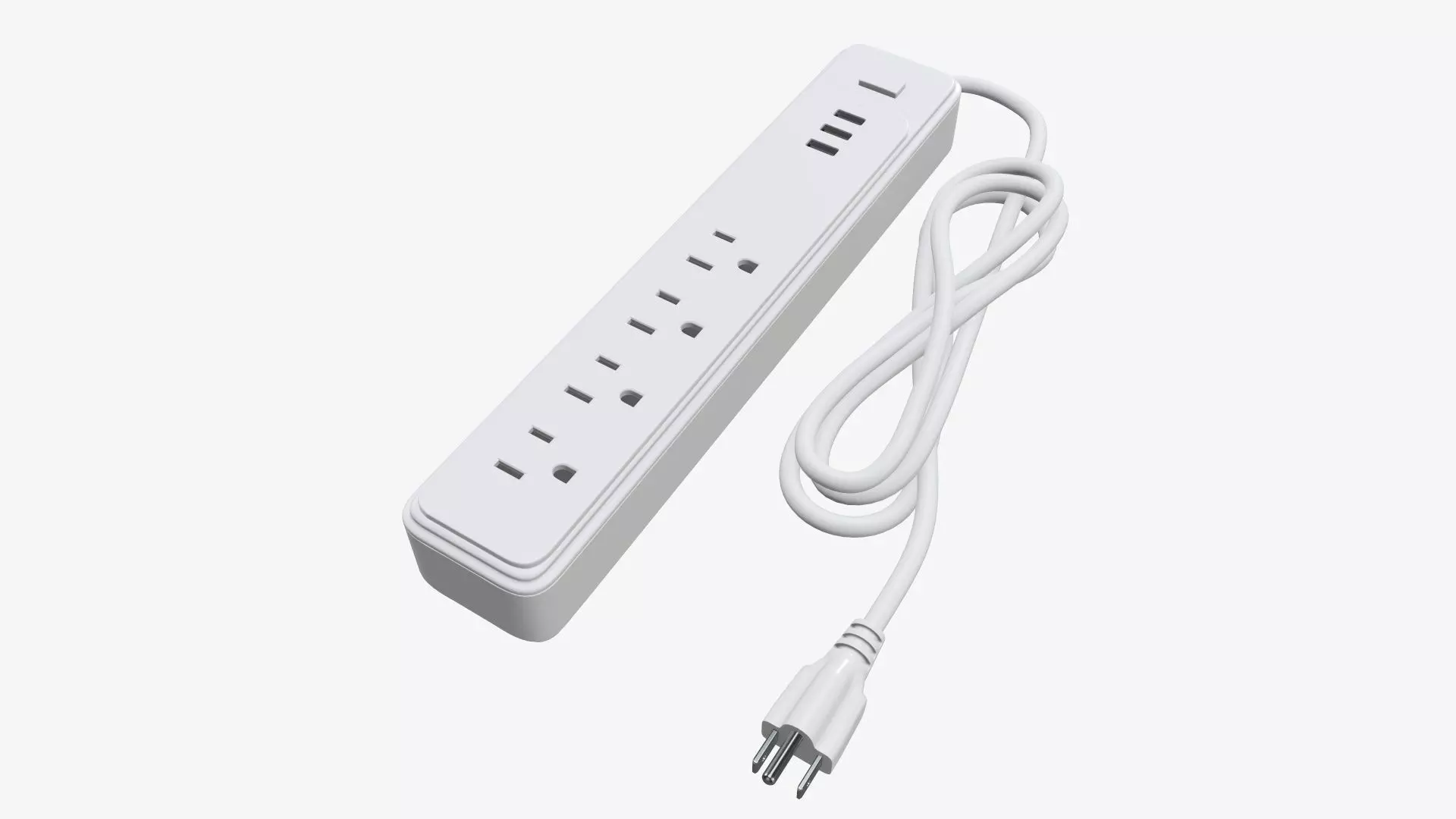 Power strip with USB ports US white 3D model_0