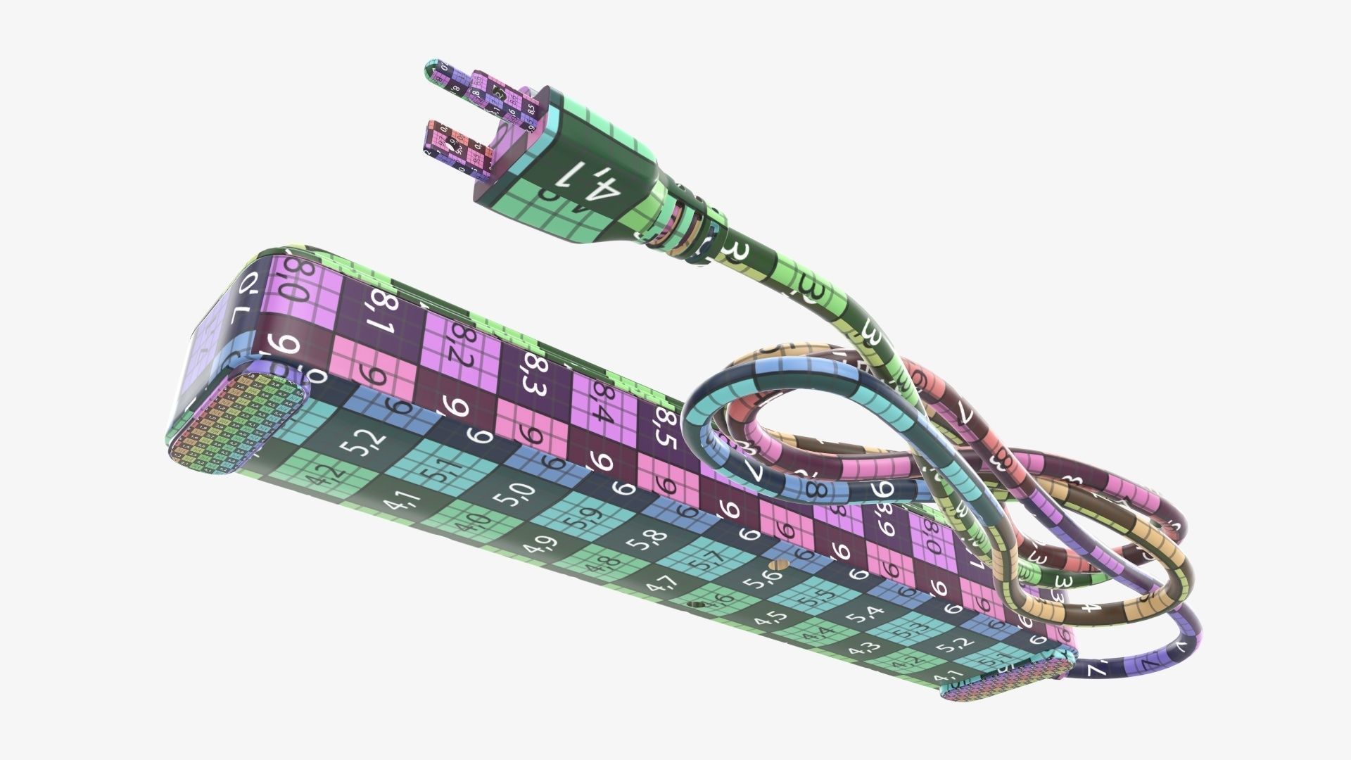 Power strip with USB ports US white 3D model_14