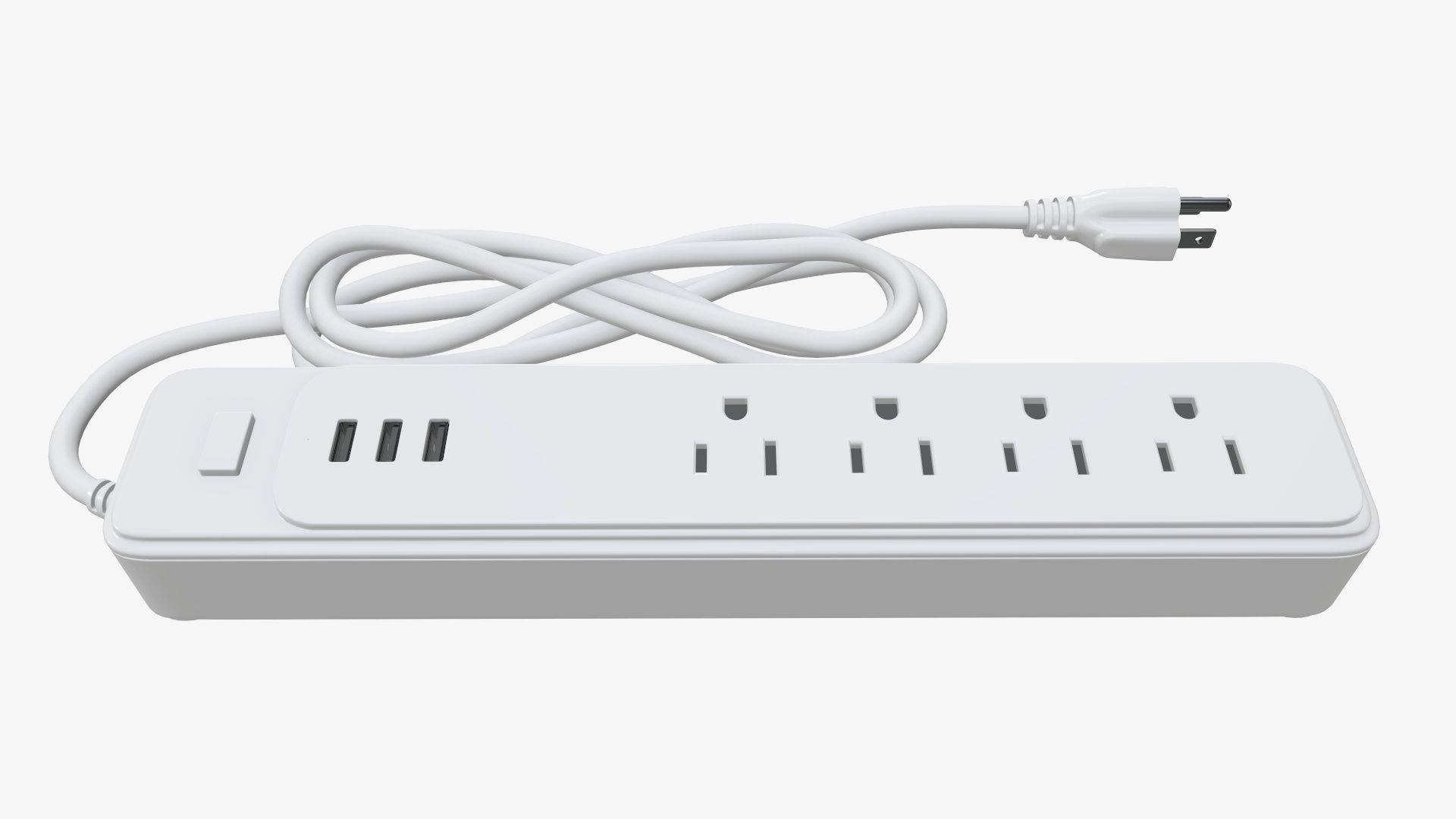 Power strip with USB ports US white 3D model_1