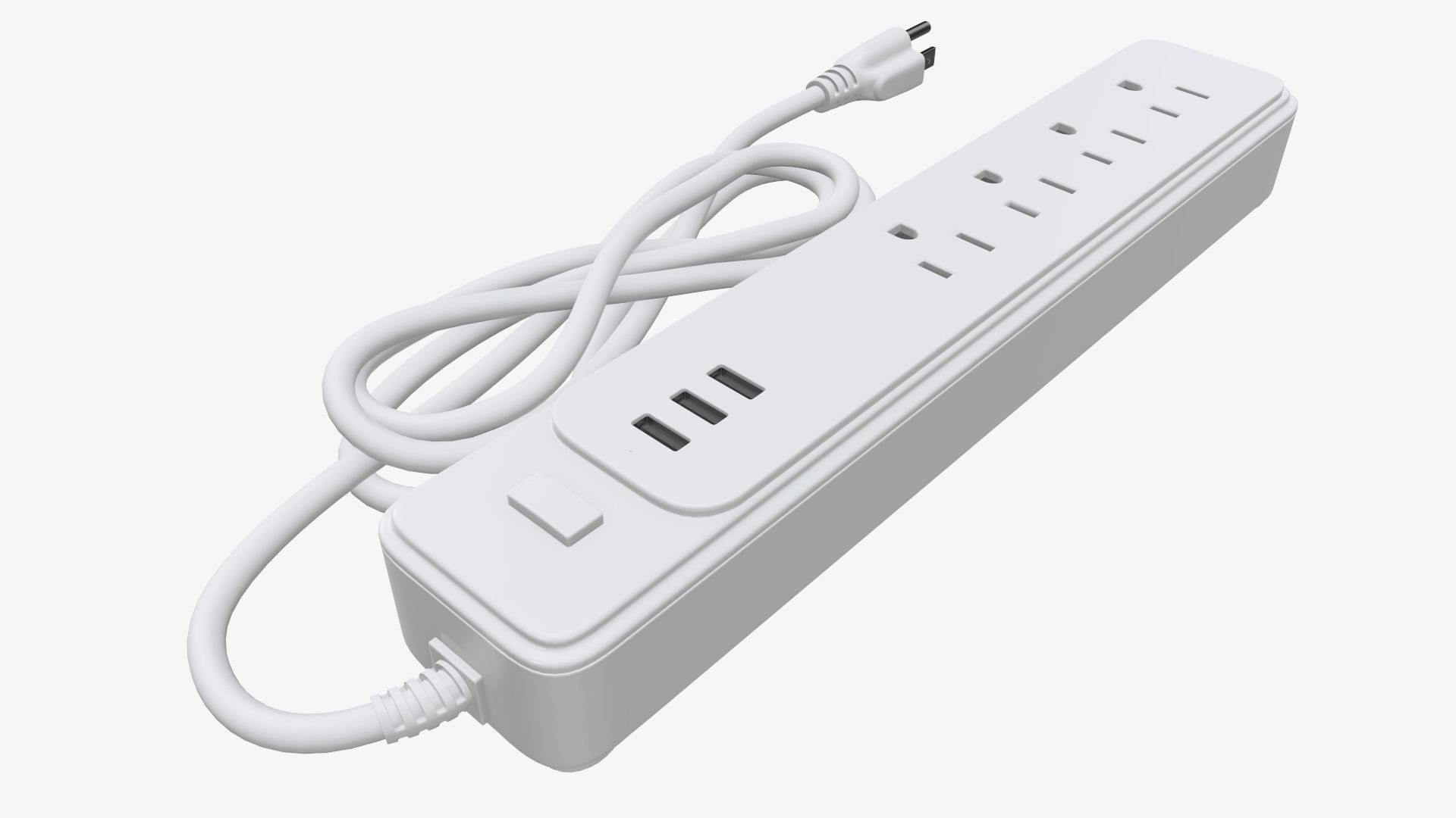 Power strip with USB ports US white 3D model_5