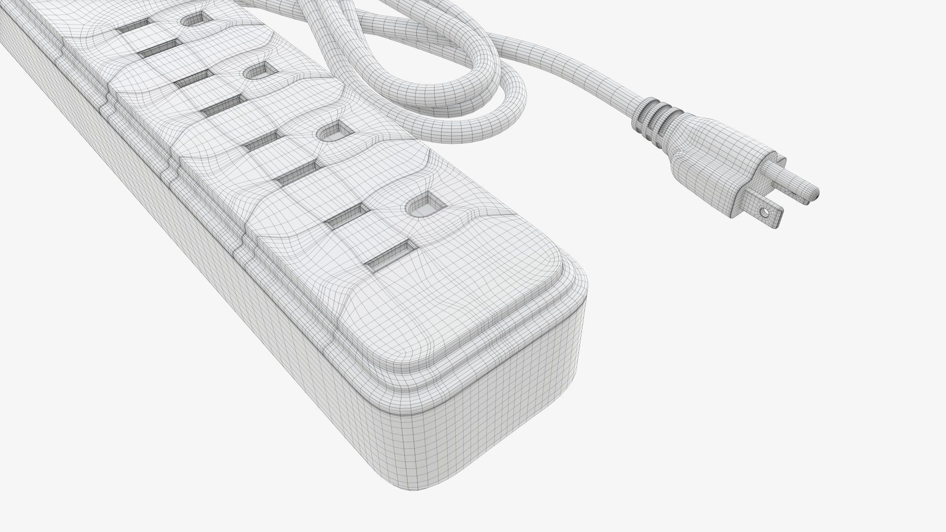 Power strip with USB ports US white 3D model_7