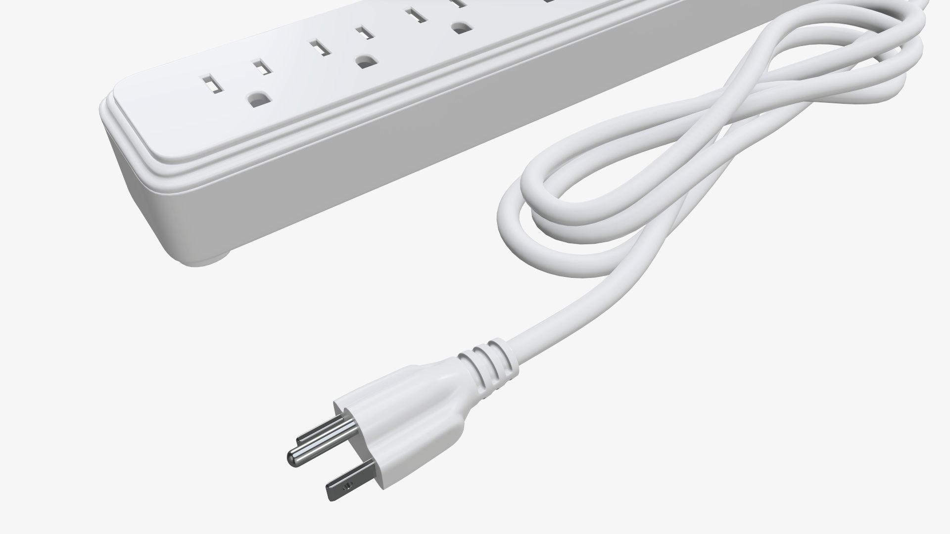 Power strip with USB ports US white 3D model_3