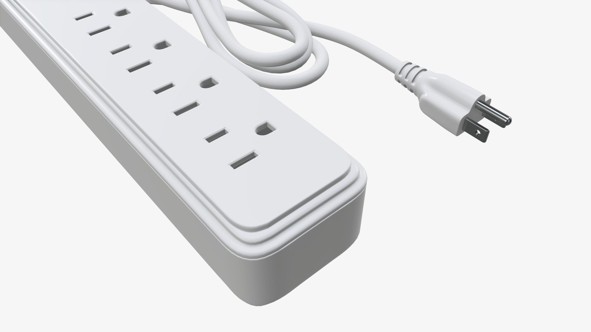 Power strip with USB ports US white 3D model_2