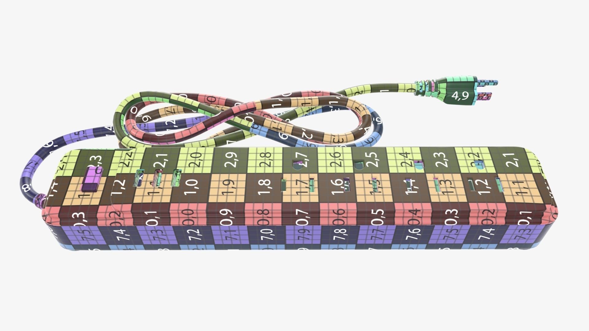 Power strip with USB ports US white 3D model_11